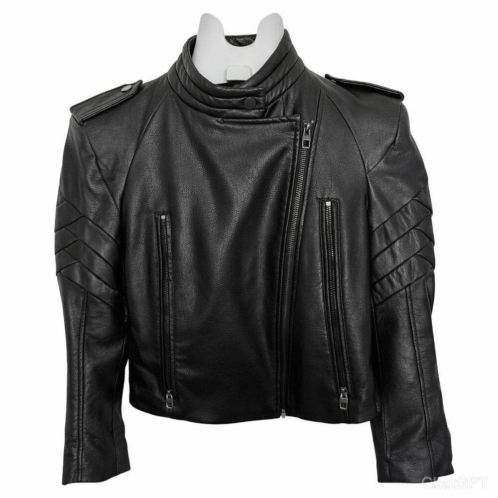 Zara Faux Black Leather Biker Jacket
